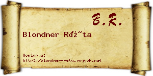 Blondner Réta névjegykártya
